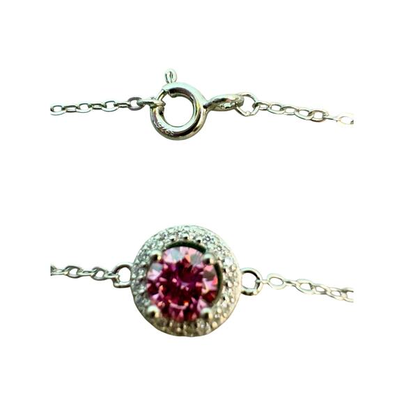 NEW 6-8" Pink Sakura Moissanite Bracelet, 925 SterlingSilver - Picture 7 of 8